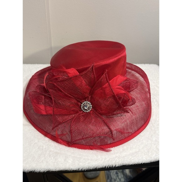 Plaza Suite New York Church Hat Vintage Red Organza‎ Large Bow Kentucky Derby main image 8